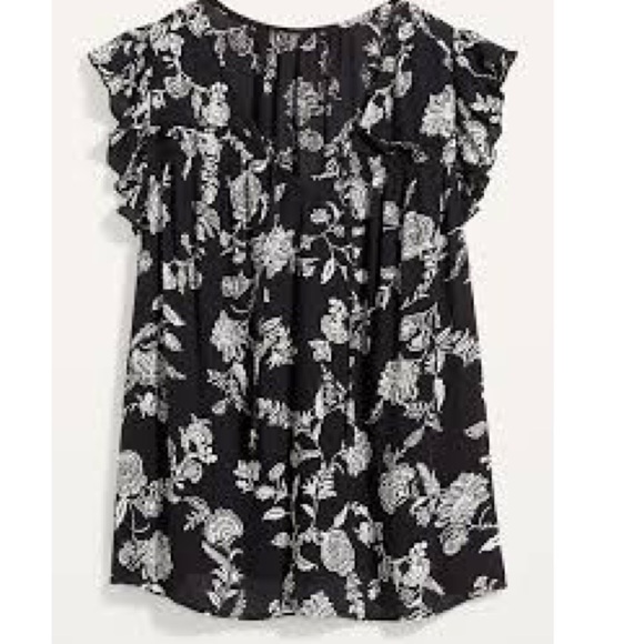 Old Navy Ruffled Crinkle-Texture Printed Tie-Neck  Blouse NEW! - Picture 2 of 7